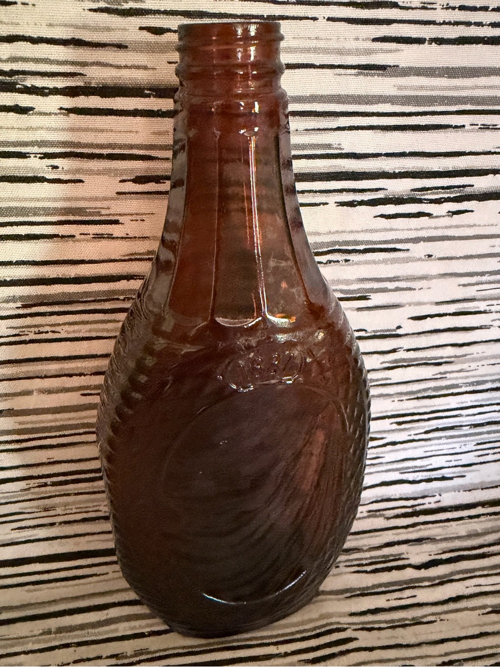 Vintage Amber Glass Log Cabin Syrup Bottle - Home Accents Decor